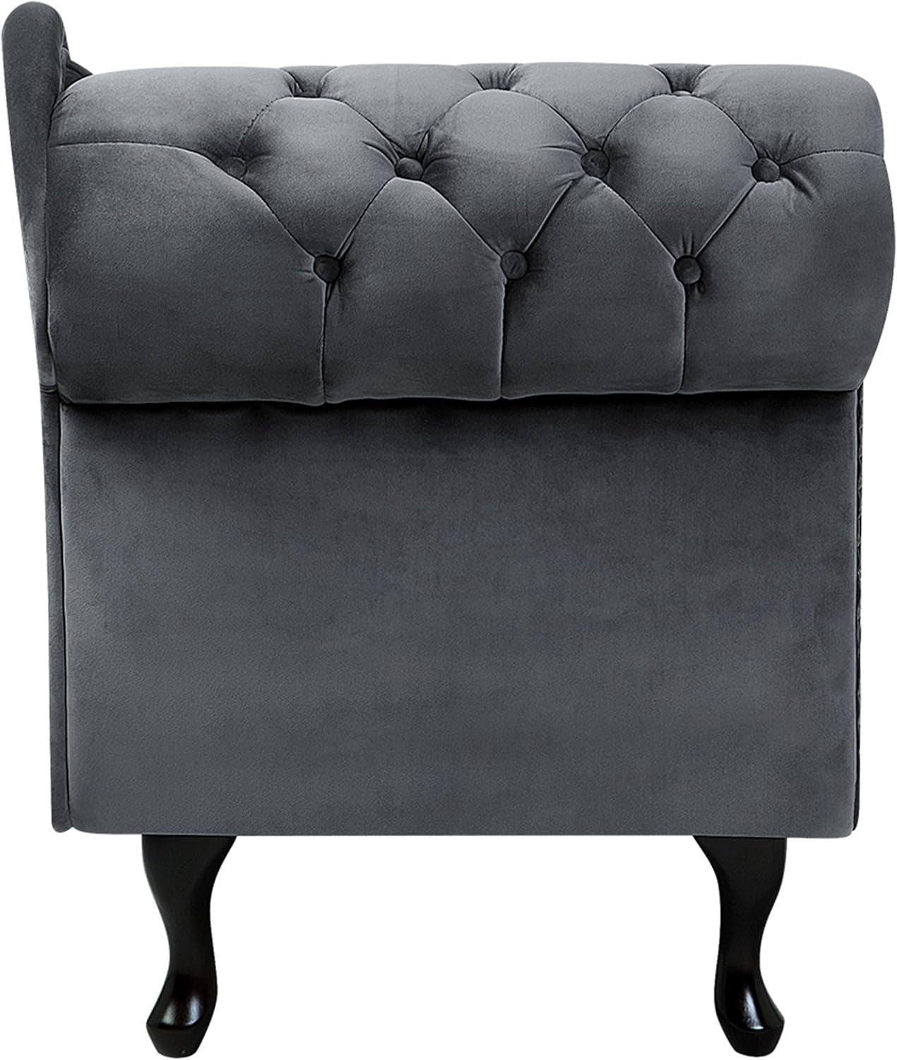 Vintage Velvet Left Hand Chaise Lounge Grey Chesterfield Sofa 170 cm Elegant