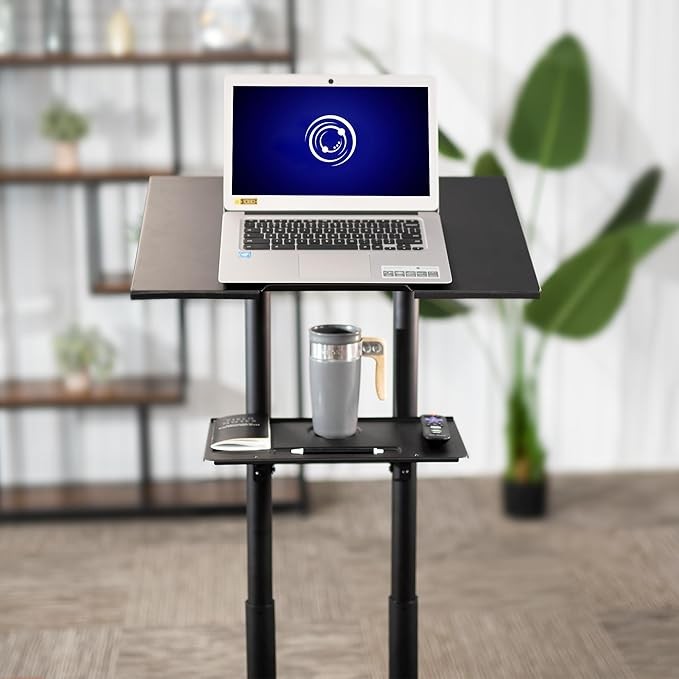 Rolling Laptop Podium Desk Height Adjustable Mobile Workstation on Wheels