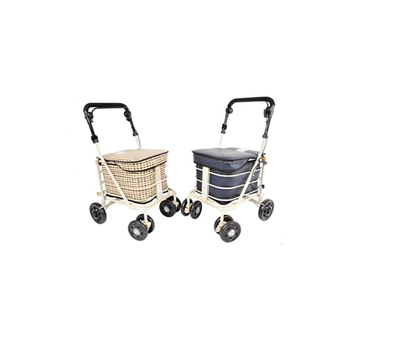 3-in-1 Shopping Trolley with Seat 25 Stone Swivel Wheels Light Tartan