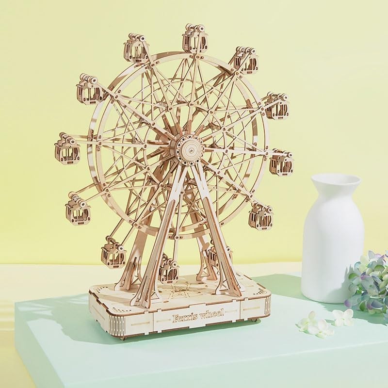 3D Wooden Ferris Wheel Puzzle with Music - DIY Home Decor Model Kit