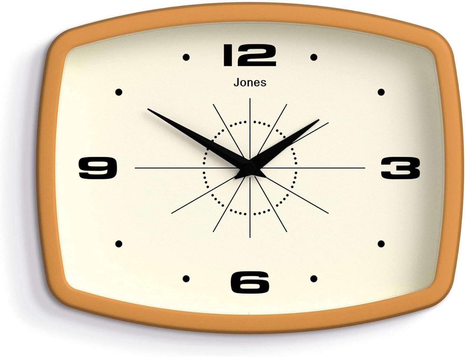 Retro 25cm Wall Clock Rectangle Silent Mustard Yellow Kitchen Home Decor