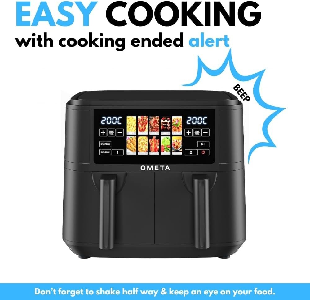 23L Air Fryer Oven Rotisserie Dual Zone Sync Cook Touch LED 10 Presets