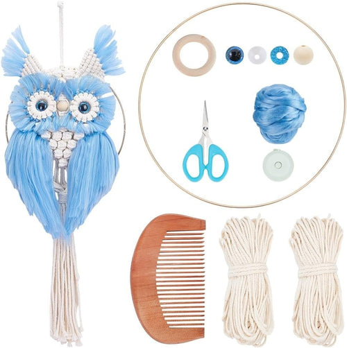 DIY Macrame Owl Wall Hanging Kit with Felting Wool Boho Decor