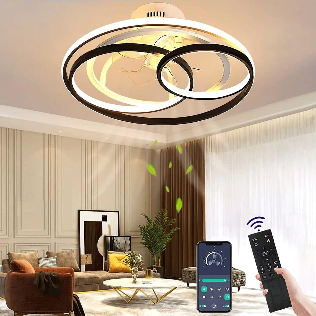 50cm Wildcat Ceiling Fan Light, 6-Speed Dimmable Reversible LED, Quiet Clear