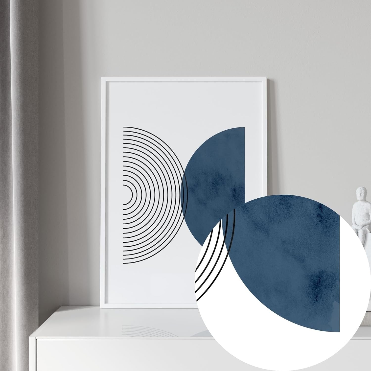 Navy Blue Wall Art Prints Set of 3 A3 Unframed