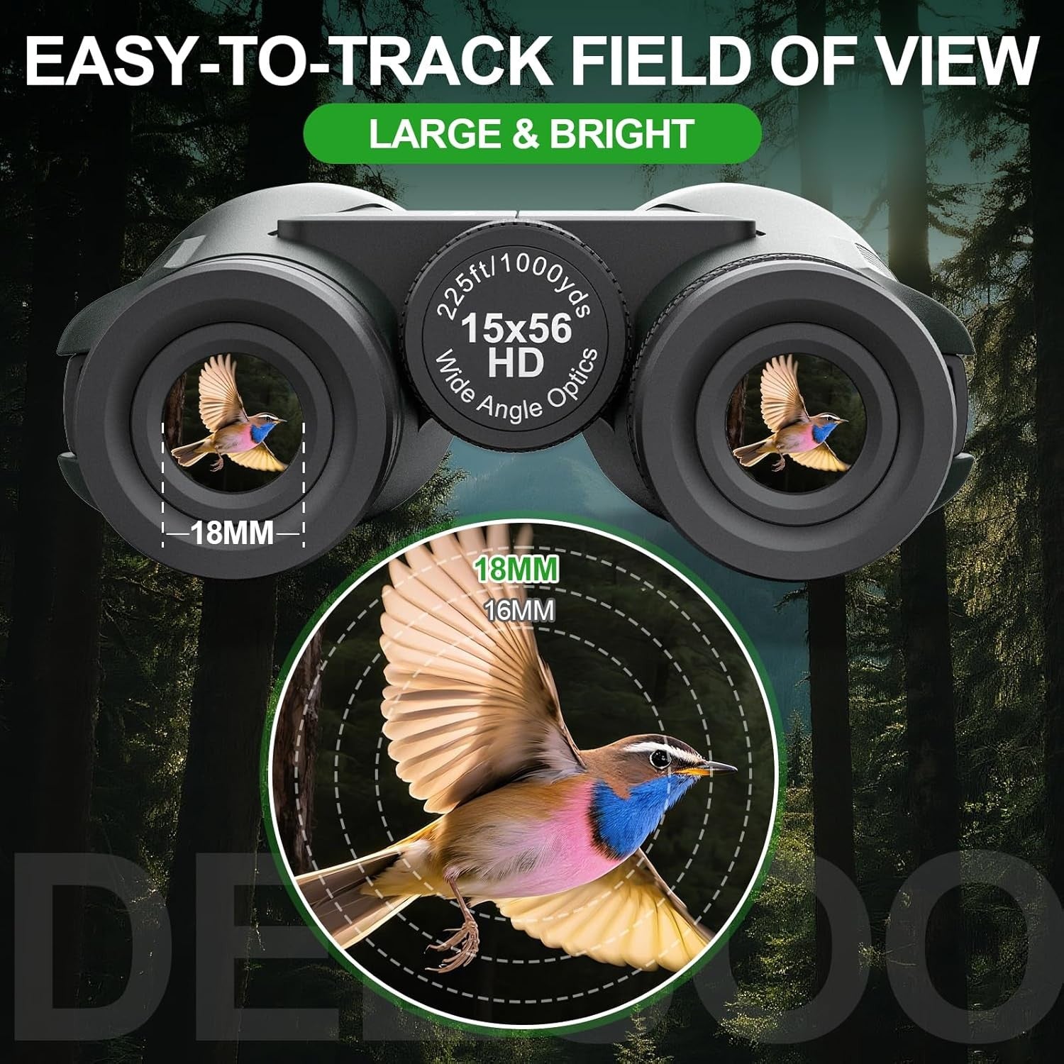 15x56 High Power Binoculars HD Long-Range Waterproof Birdwatching Travel Optics