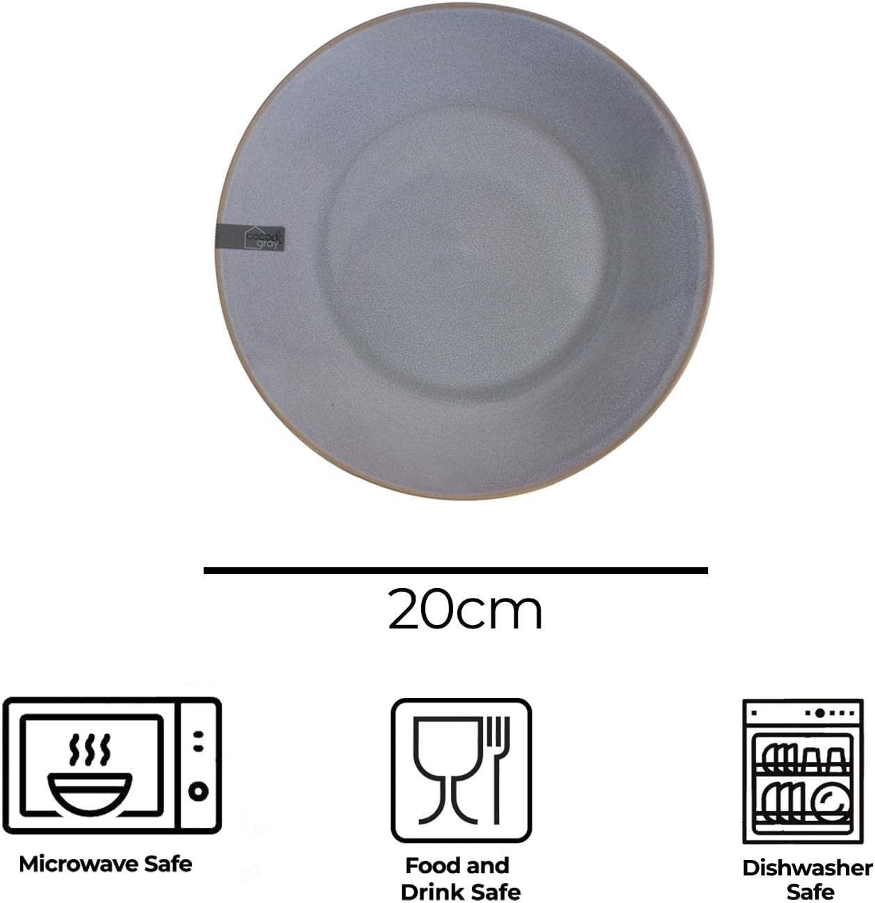 Set of 4 Stoneware Side Plates Reactive Glaze Blue Grey Kitchen Plates