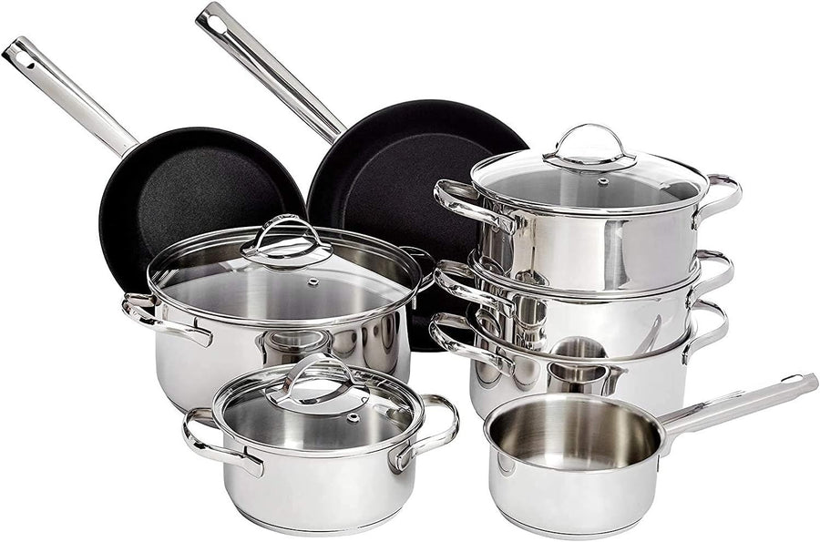 11Pcs Stainless Steel Cookware Set with Lids, Induction, Dishwasher & Oven Safe