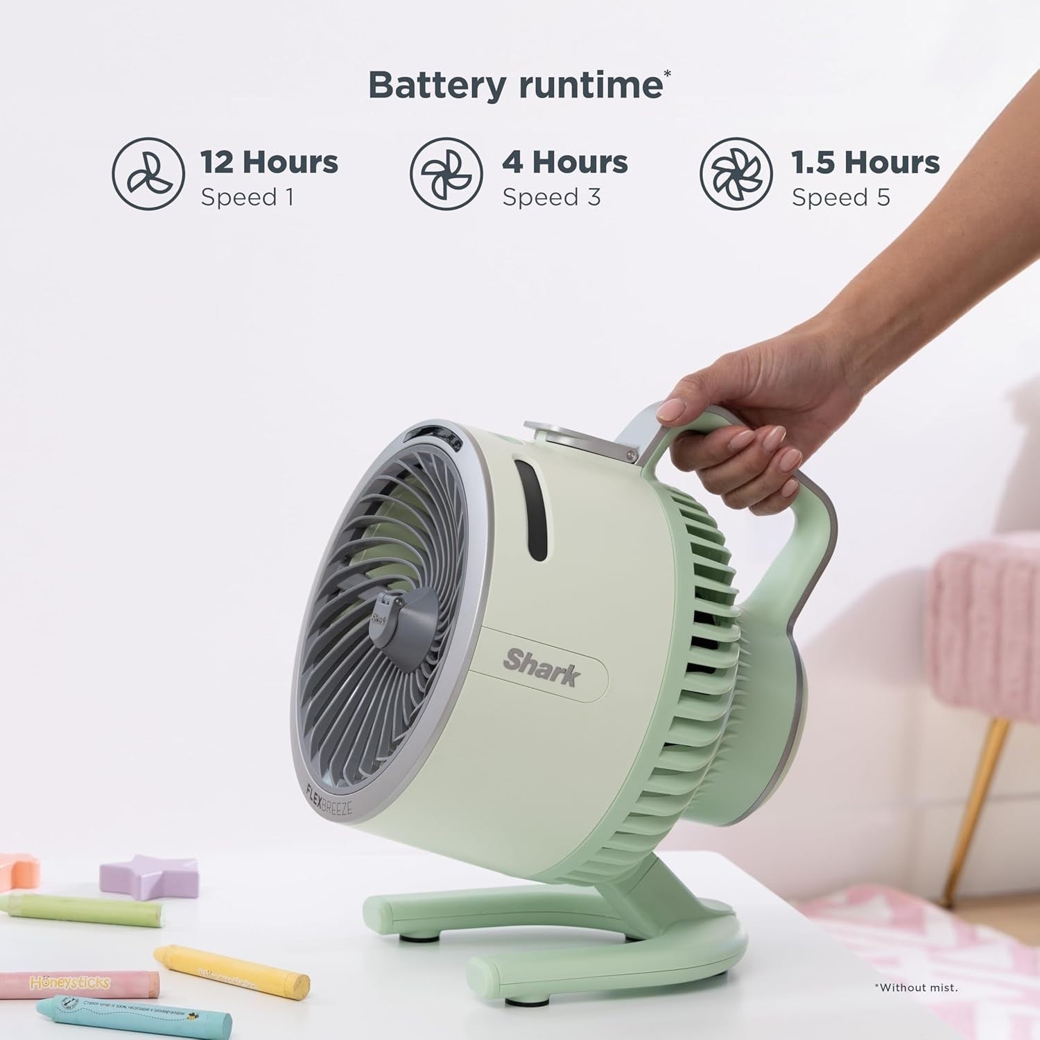 Blue Portable Misting Fan – 5-Speed Rechargeable Table Fan LED & Cooling Spray