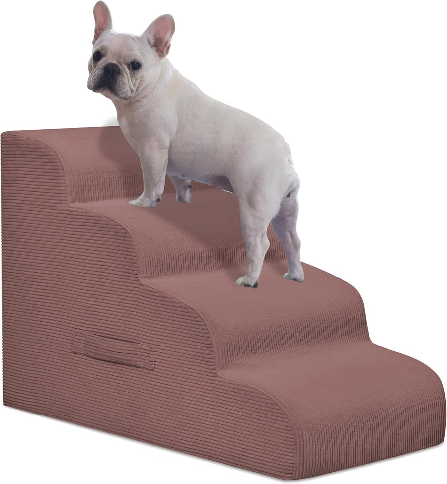 4-Step Dog Stairs Ramp Non-Slip Pet Steps Small Dogs Cats Pink