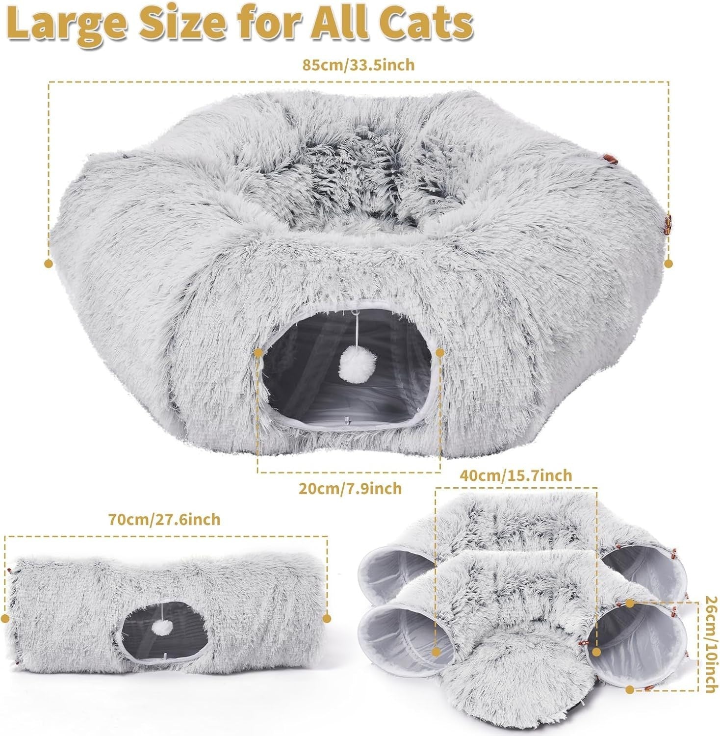 Odoland Cat Tunnel Toy Bed Foldable Donut Play Tunnel w 20 Toys