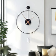 Large 50cm Modern Gold Pendulum Wall Clock Silent Metal Minimalist Home Decor