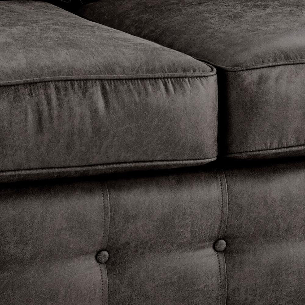 Large Corner Sofa Set 5 Seater – High Back Faux Leather 2C2 Couch Black