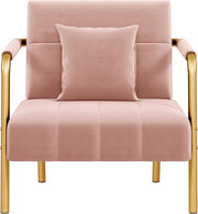 Velvet Accent Tub Chair Gold Legs Armchair w/ Cushion Pink