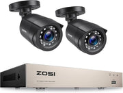 1080P CCTV Security System 8CH DVR 2 Cameras AI Detection Night Vision