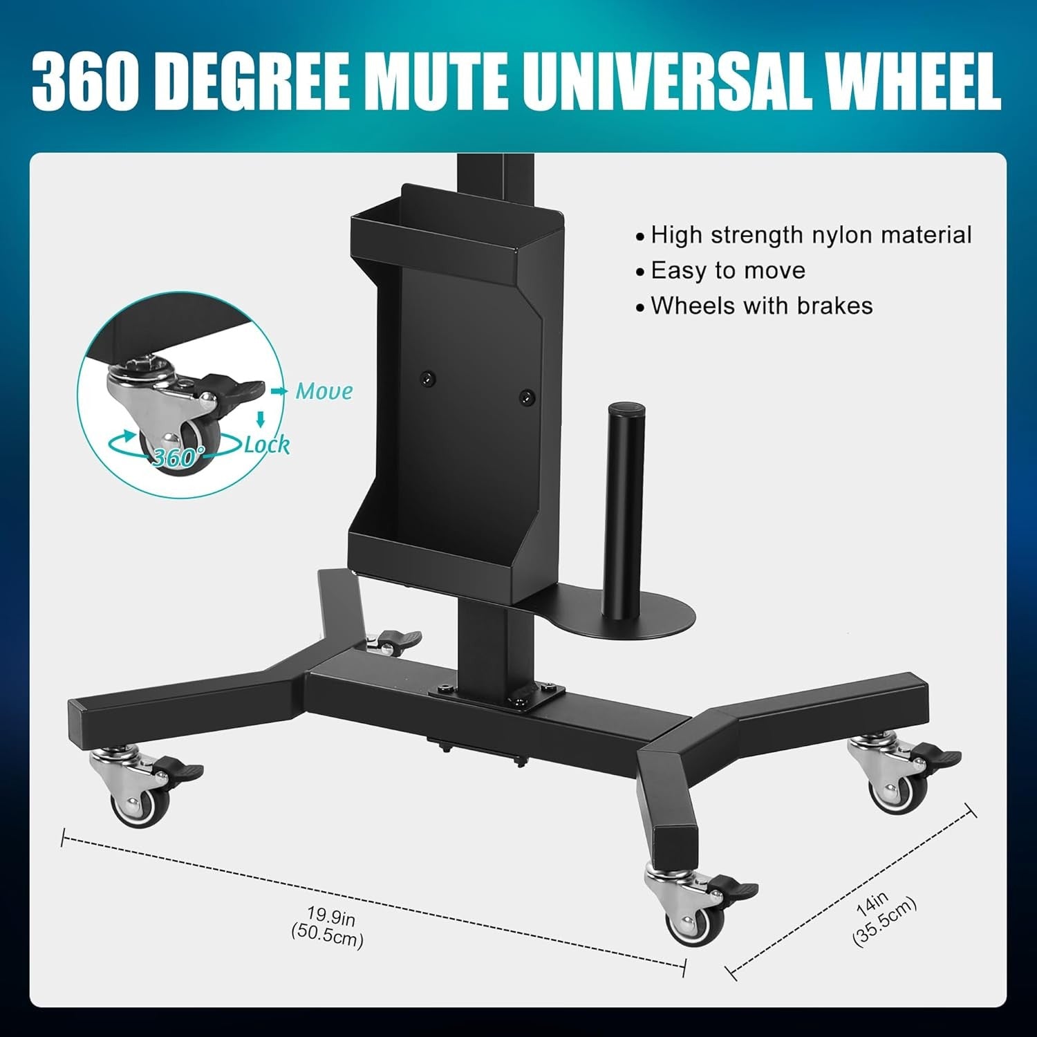 Adjustable Tattoo Tray Cart on Wheels Rotating Artist Workstation Table