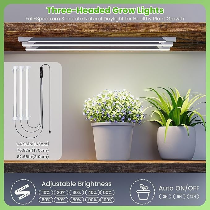 9 Tier Metal Plant Stand with Adjustable Grow Lights Indoor Tall Flower Shelf