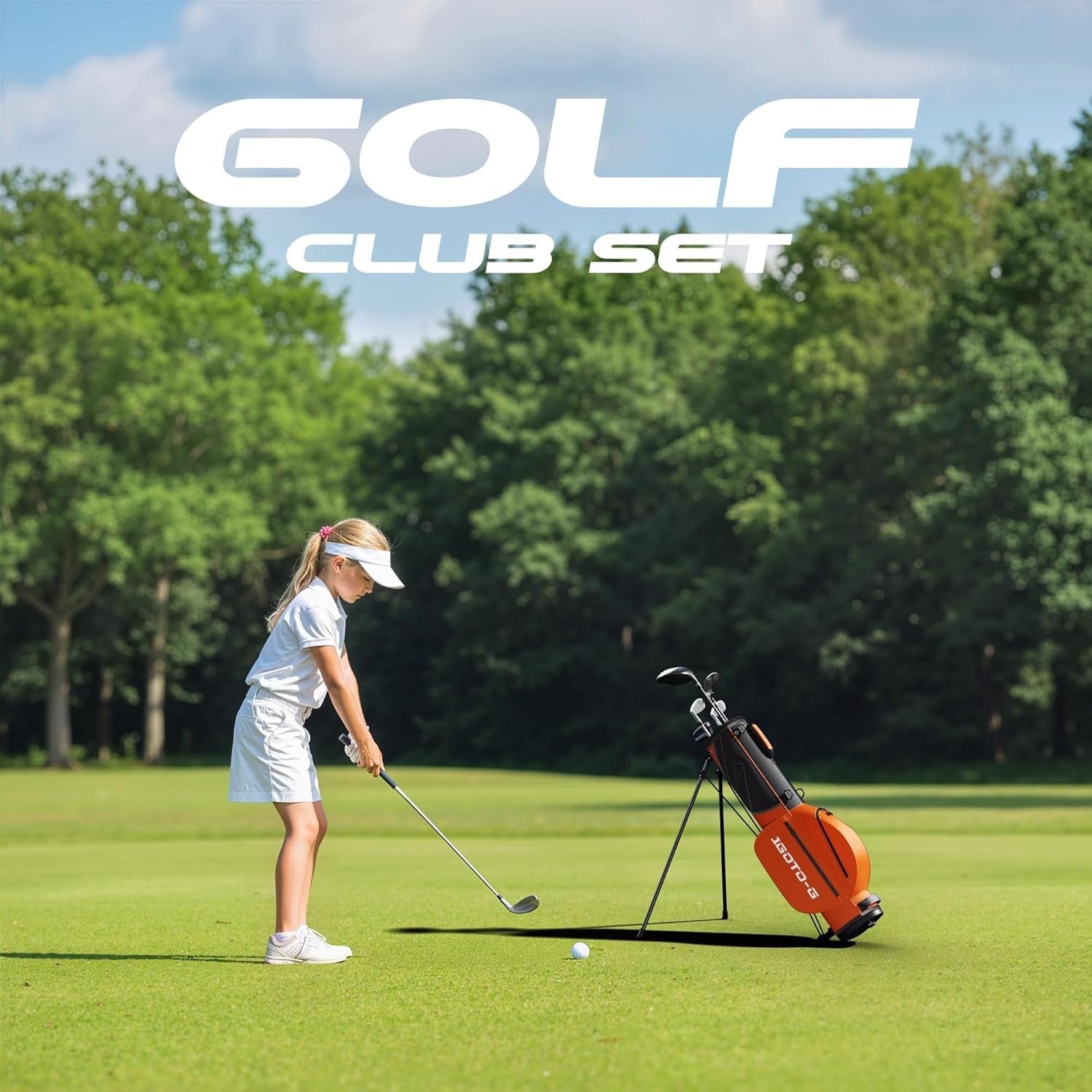 Kids Golf Club Set Ages 6–8 Right Hand Junior Stand Bag Driver Hybrid
