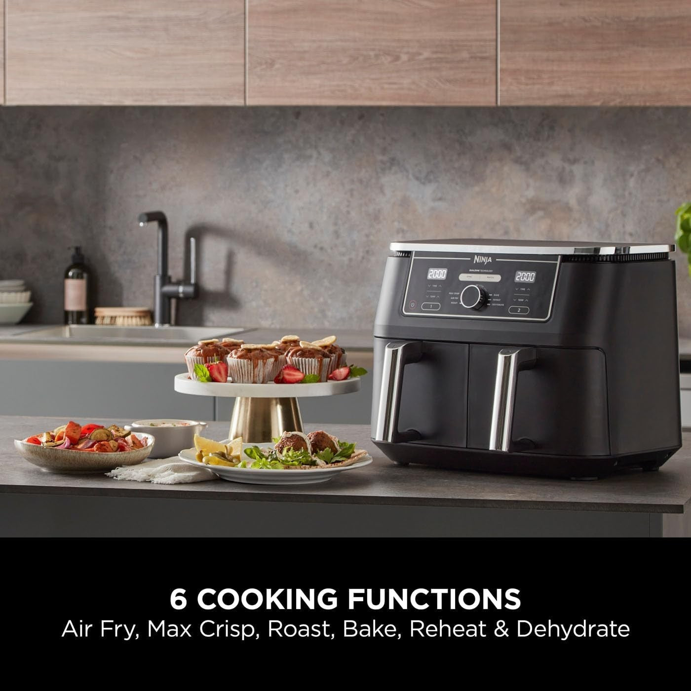 Dual Zone Digital Air Fryer 9.5L | 6-in-1 | Extra-Large Capacity No-Oil Cooking