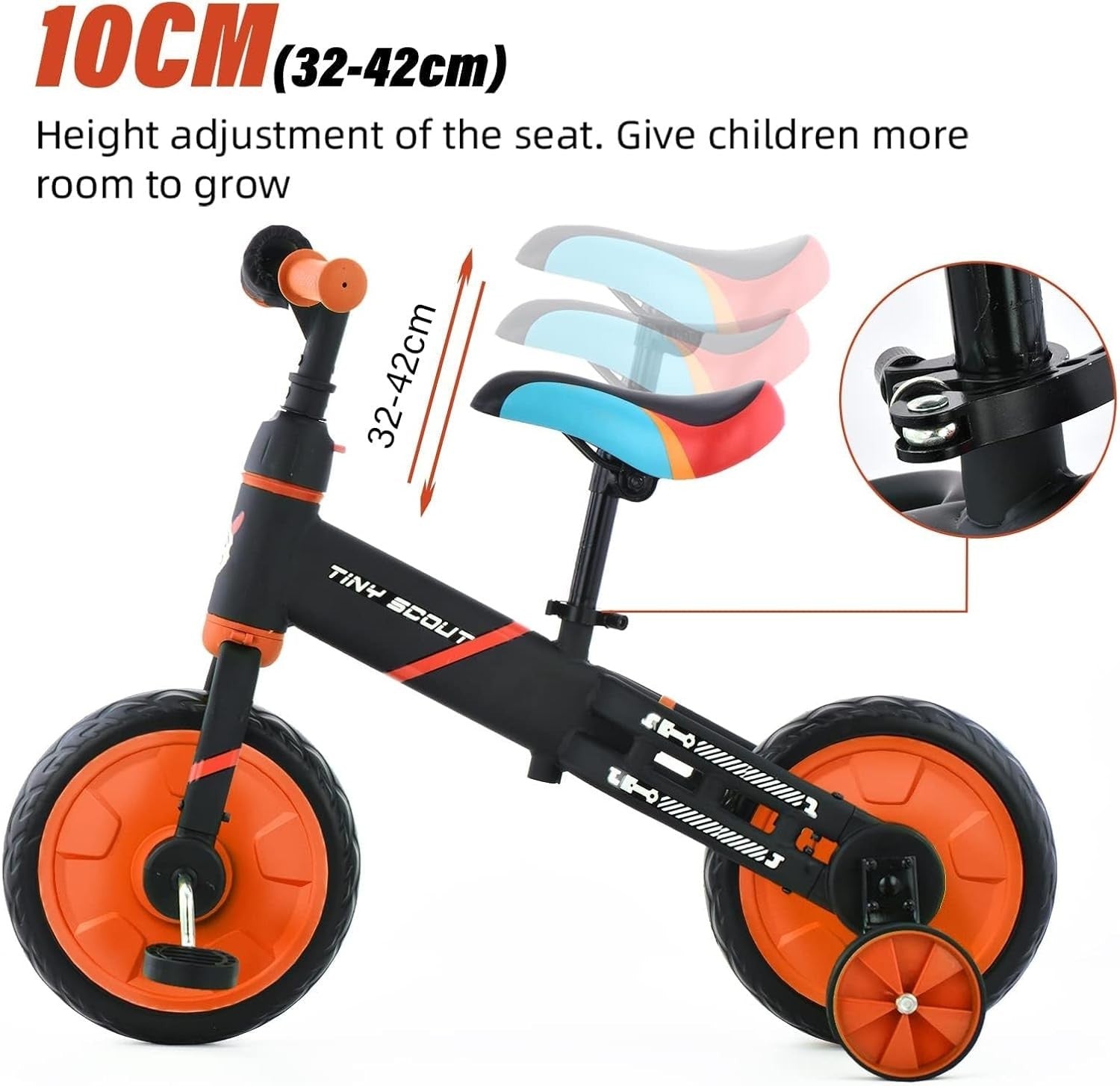 4 in 1 Kids Balance Bike 12" Pedal Tricycle Training Wheels Toddler Bike