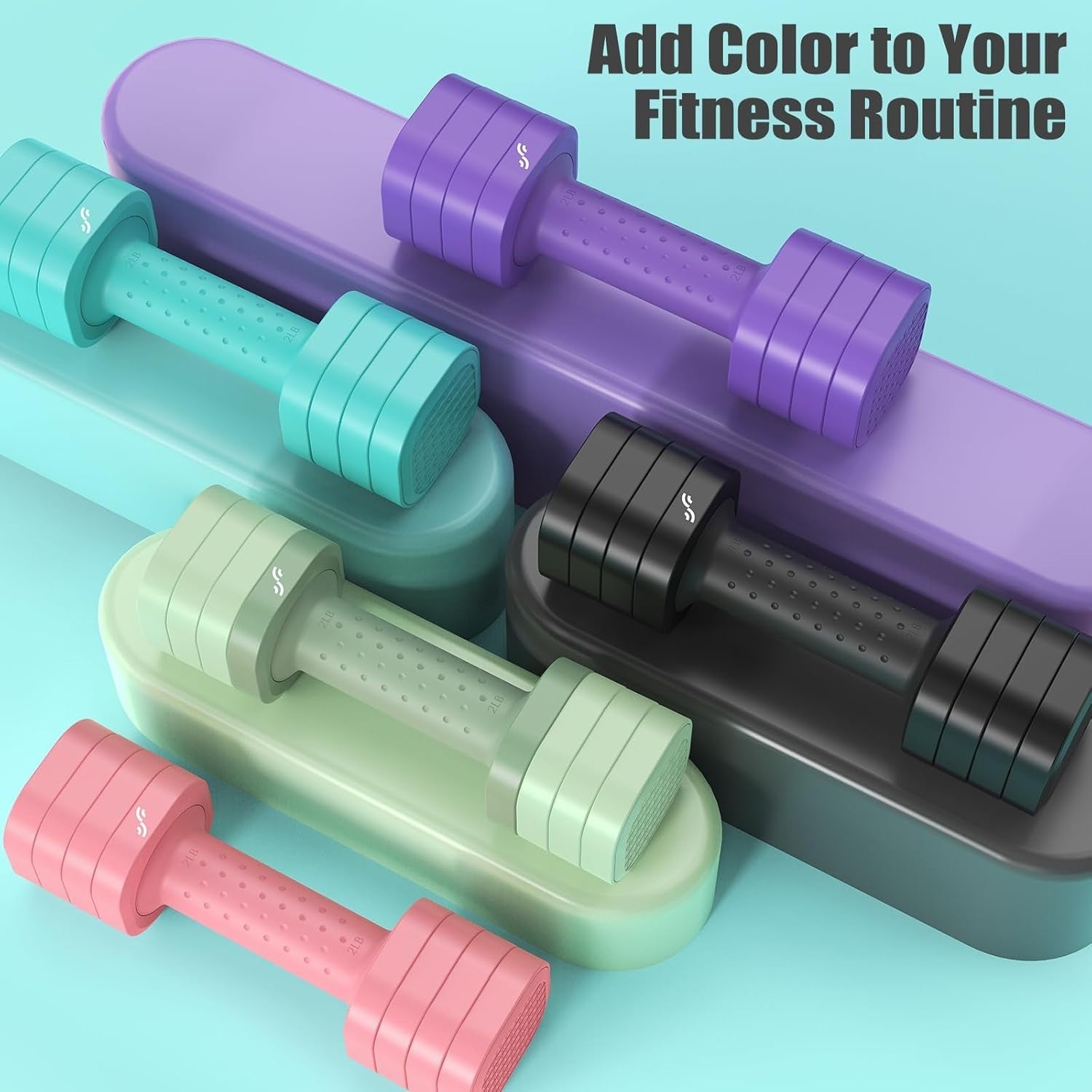 Adjustable Dumbbell Set for Women 2–5lb Pair Non-Slip 4-in-1 Home Gym