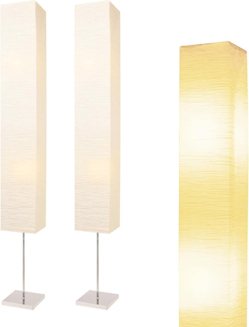 Japanese Rice Paper Floor Lamp 2 Pack Minimalist Square Corner Standing Light