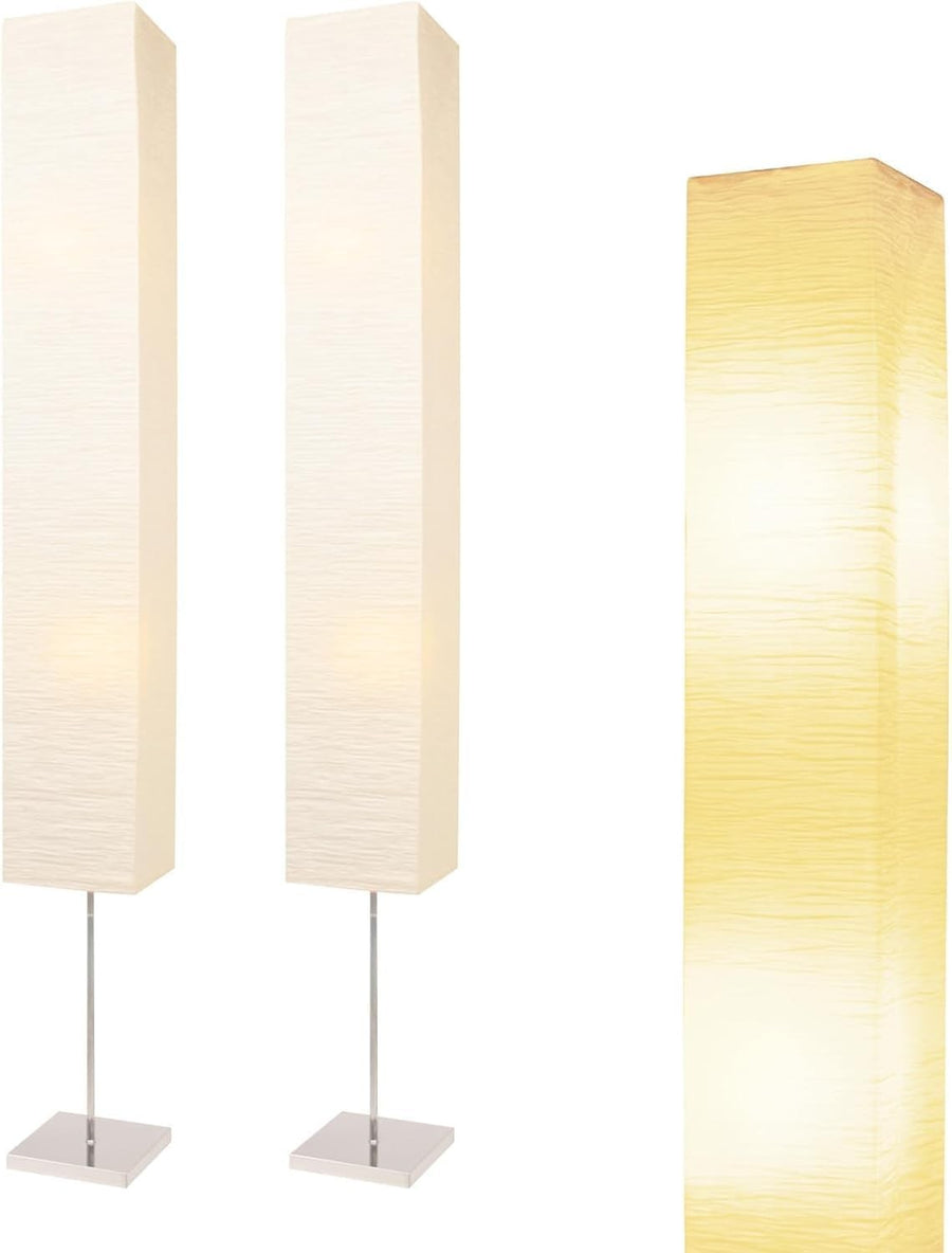 Japanese Rice Paper Floor Lamp 2 Pack Minimalist Square Corner Standing Light