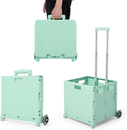 65L Foldable Shopping Trolley with Wheels & Lid Portable Utility Cart