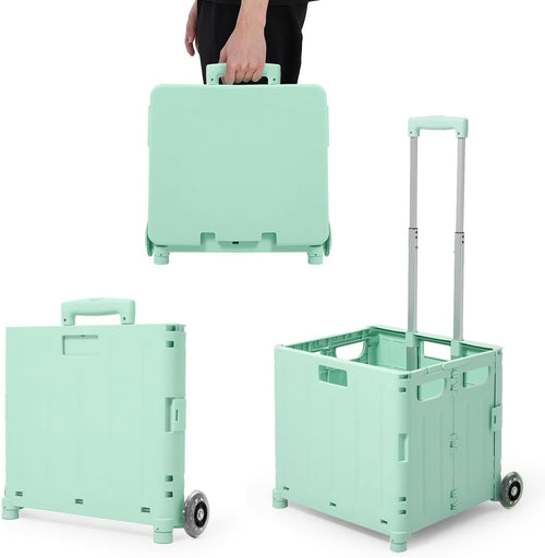 65L Foldable Shopping Trolley with Wheels & Lid Portable Utility Cart