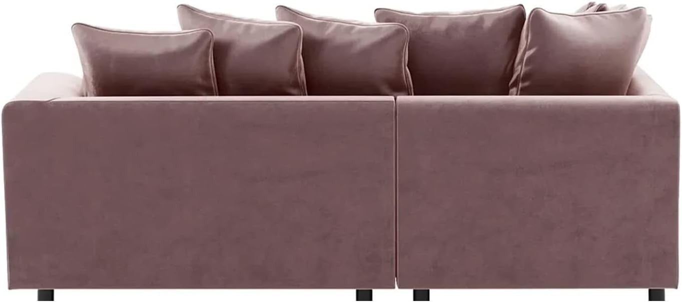 Pink Velvet L-Shaped 4-Seater Corner Sofa Full Foam Cushions LH