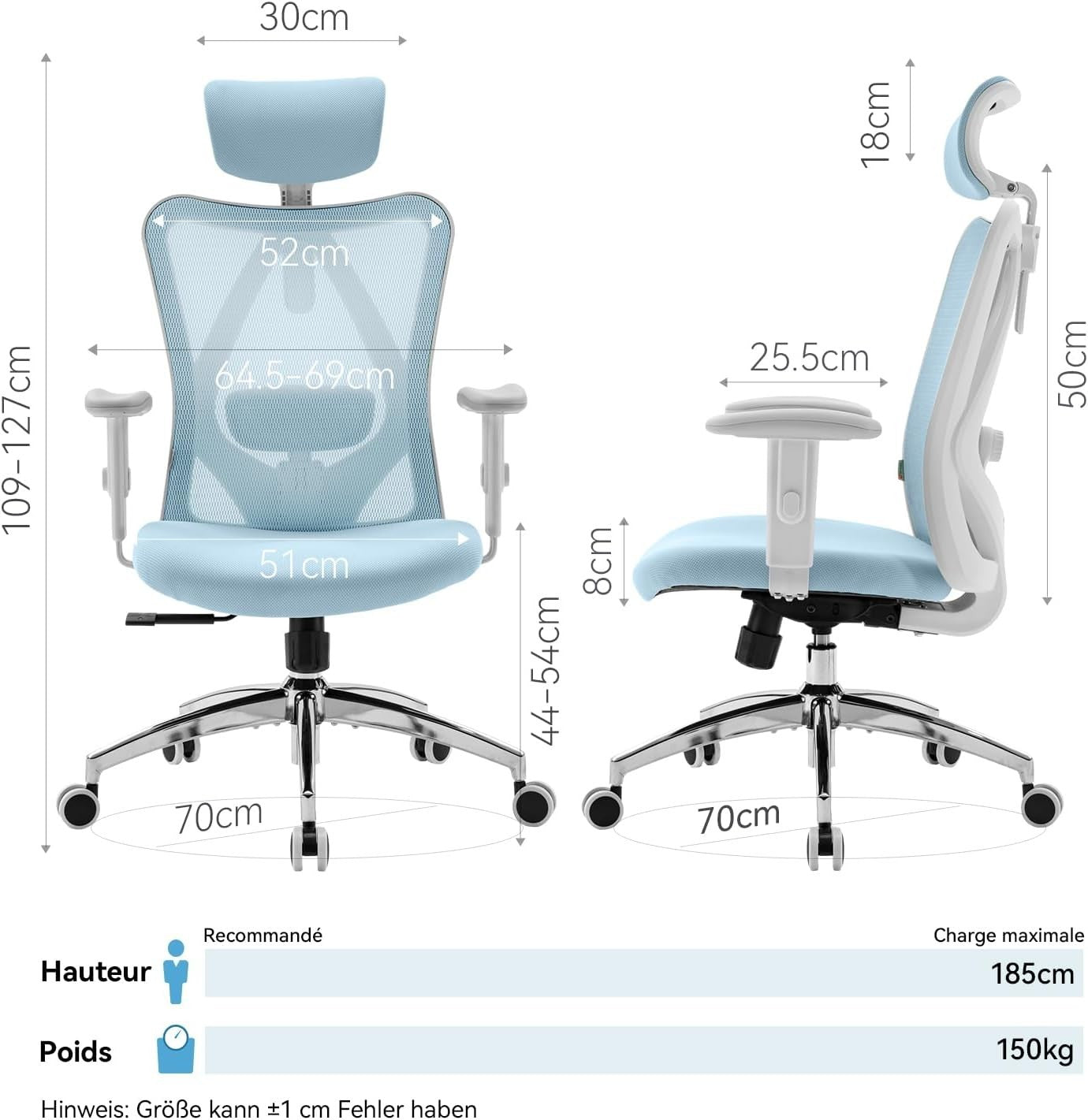 Ergonomic Mesh Office Chair Desk Computer Seat Adjustable Lumbar Swivel Blue
