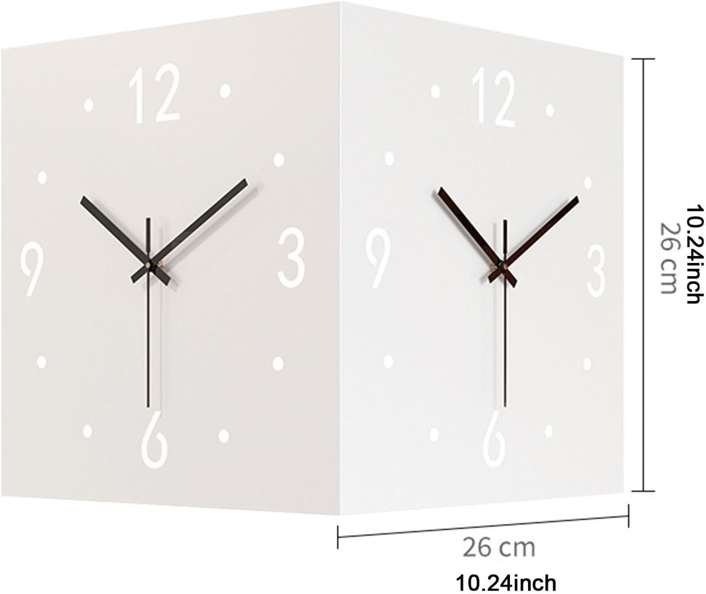 Double Sided Corner Wall Clock Modern Silent Cube Design for Hallway Office