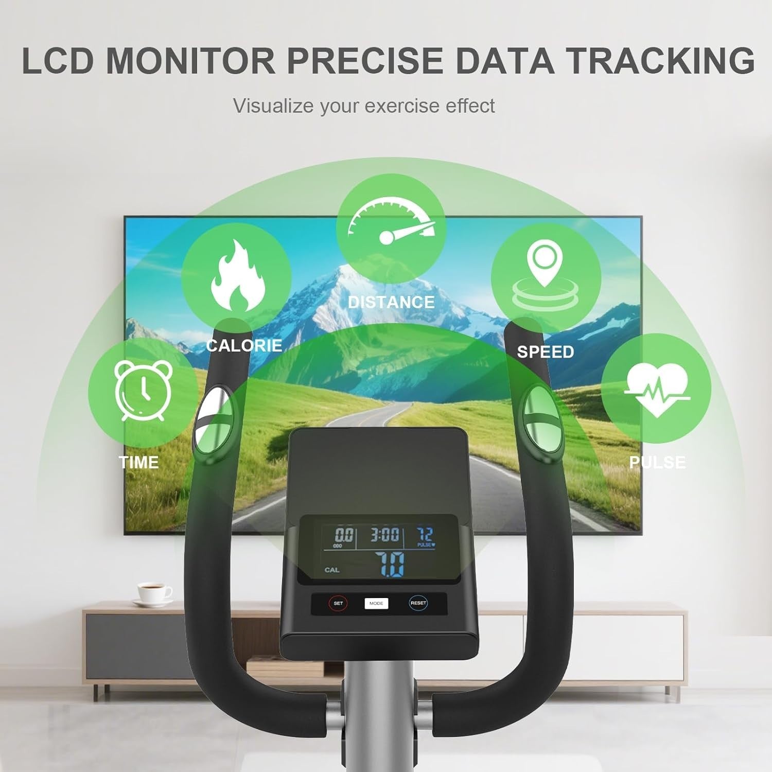 Magnetic Elliptical Cross Trainer Quiet 16-Level Home Gym Machine LCD Monitor