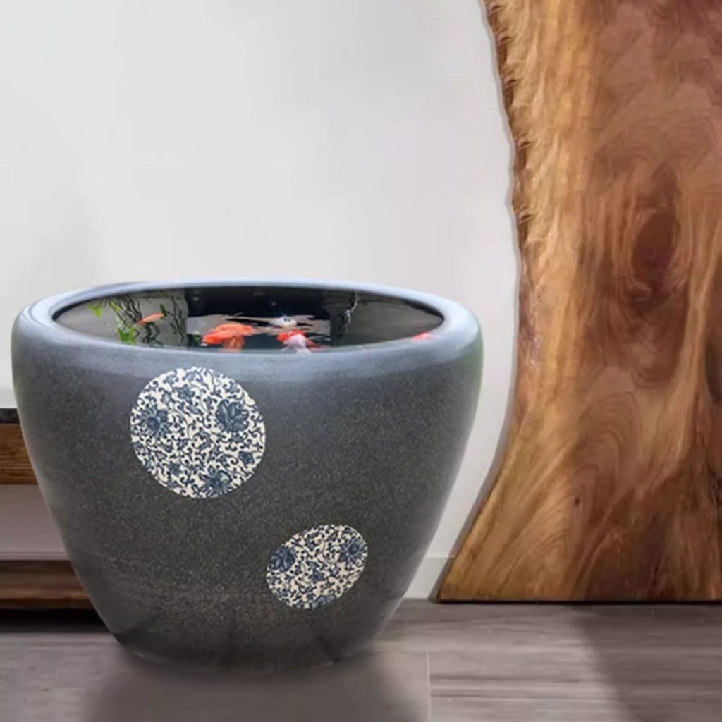 Retro Ceramic Floor Fish Tank Indoor Balcony Pond S