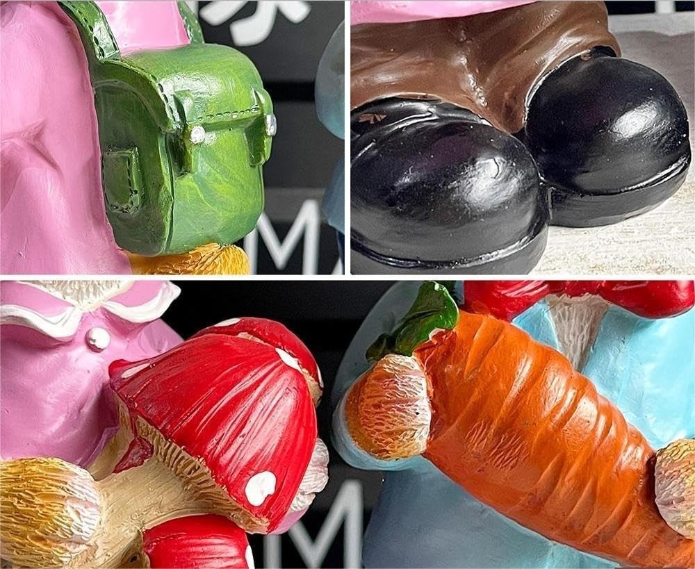 Cute Rabbit Couple Garden Ornaments • Resin Outdoor Figurines • Patio Decor