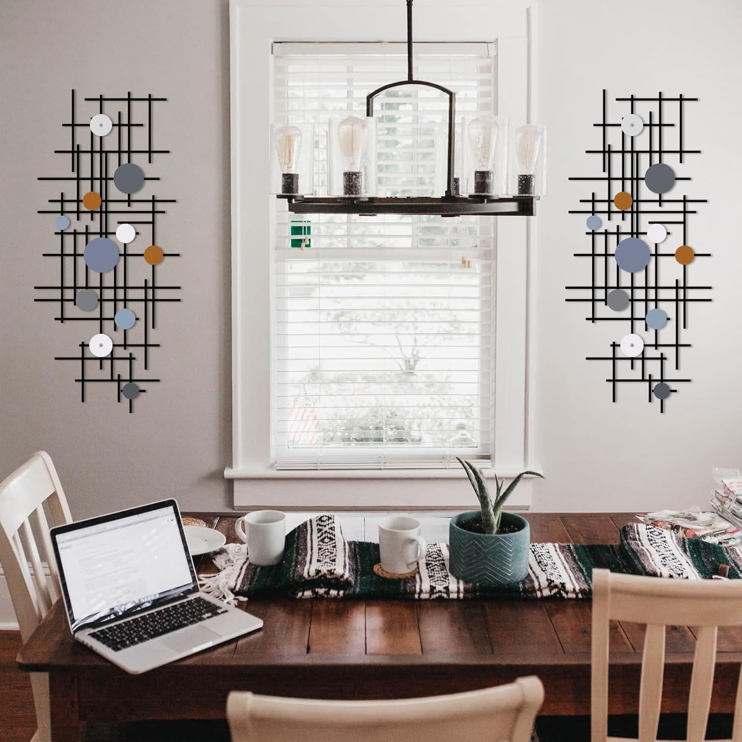 Set of 2 Geometric Metal Wall Art Modern Abstract 3D Decor