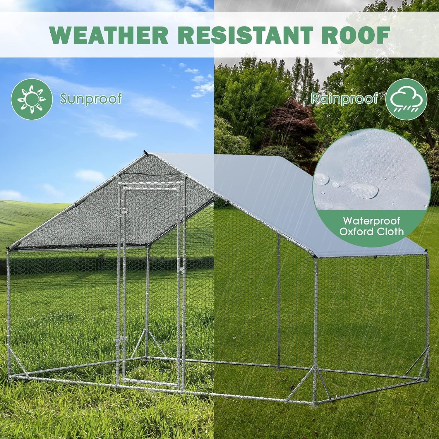 Large Walk In Chicken Coop 3x2m Galvanised Run UV Cover Cage