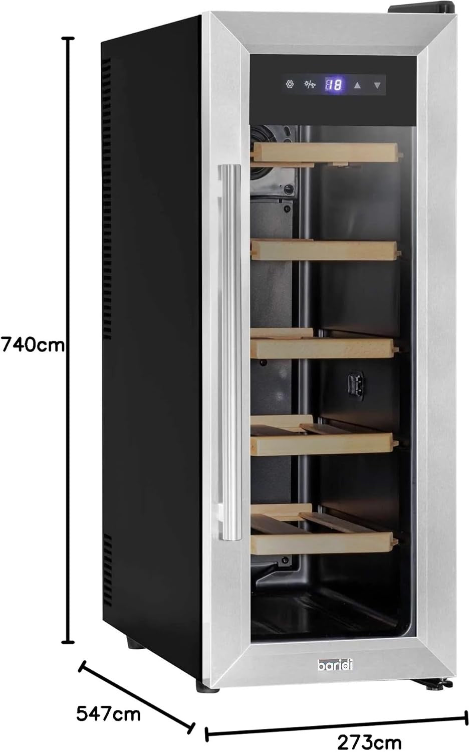 12 Bottle Wine Cooler Slim Fridge Touch Control LED Glass Door Freestanding
