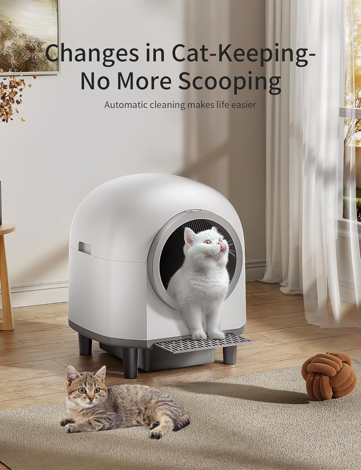 100L Self Cleaning Cat Litter Box App Control Odor Free Multi Cat