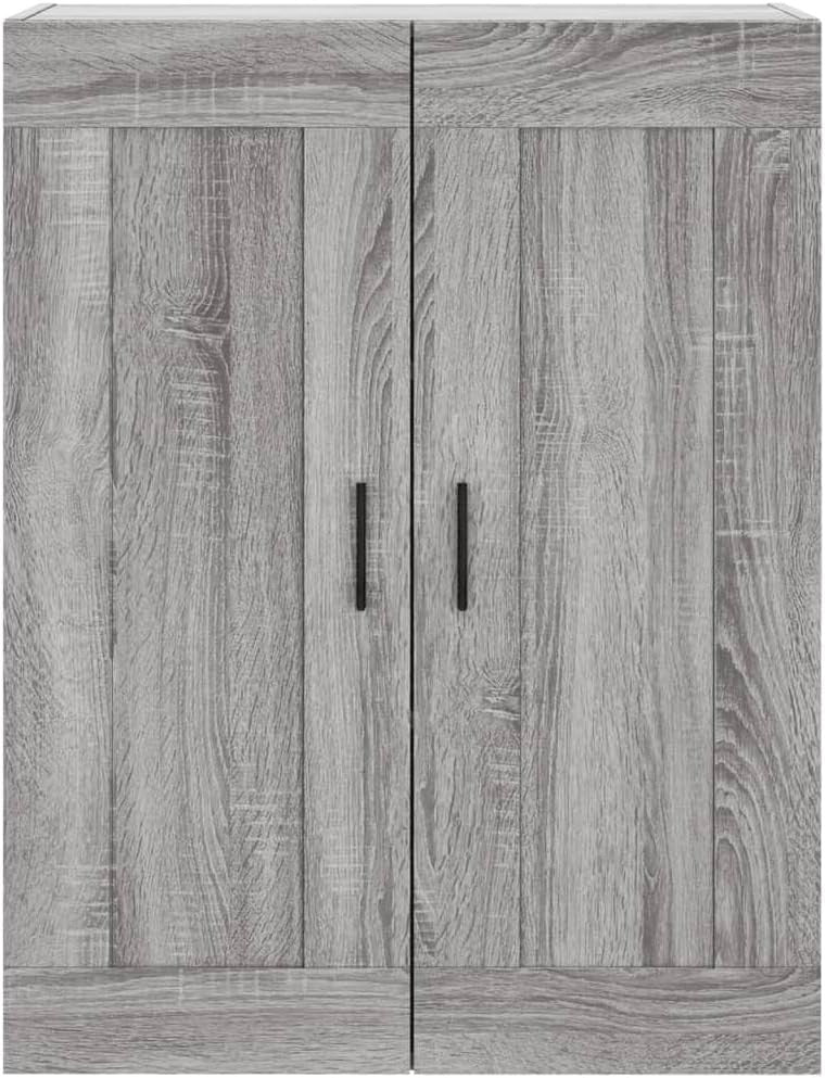 Wall-Mounted Sonoma Grey Cabinet with 3 Compartments, Space-Saving 69.5x34x90cm
