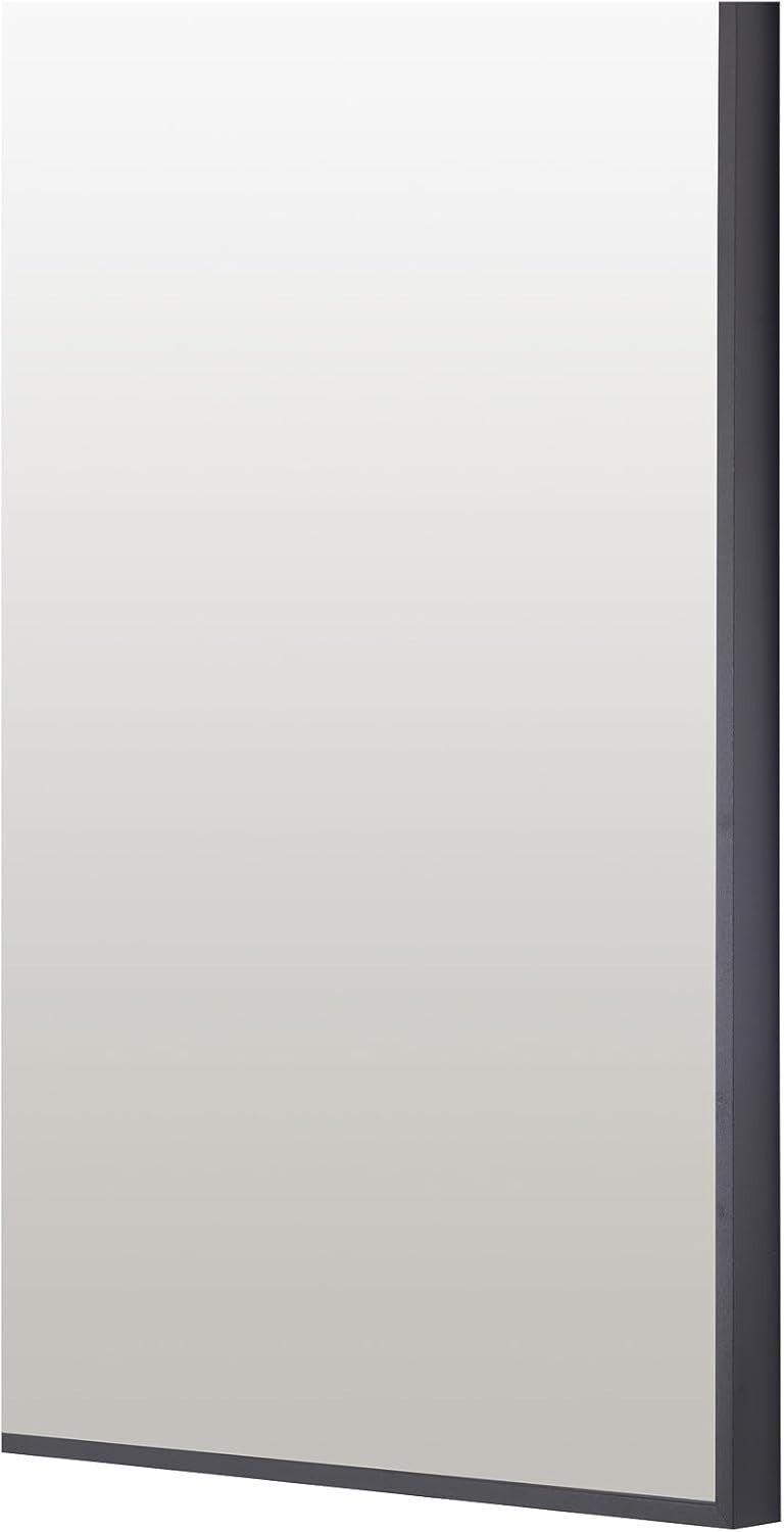 Modern Arched Black Over Mantel Mirror 80x85cm Aluminium Frame Bathroom