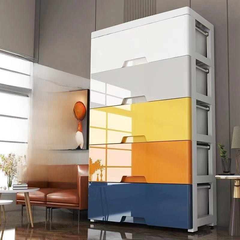Multicolour 5 Drawer Plastic Storage Cabinet Clothes Box for Bedroom