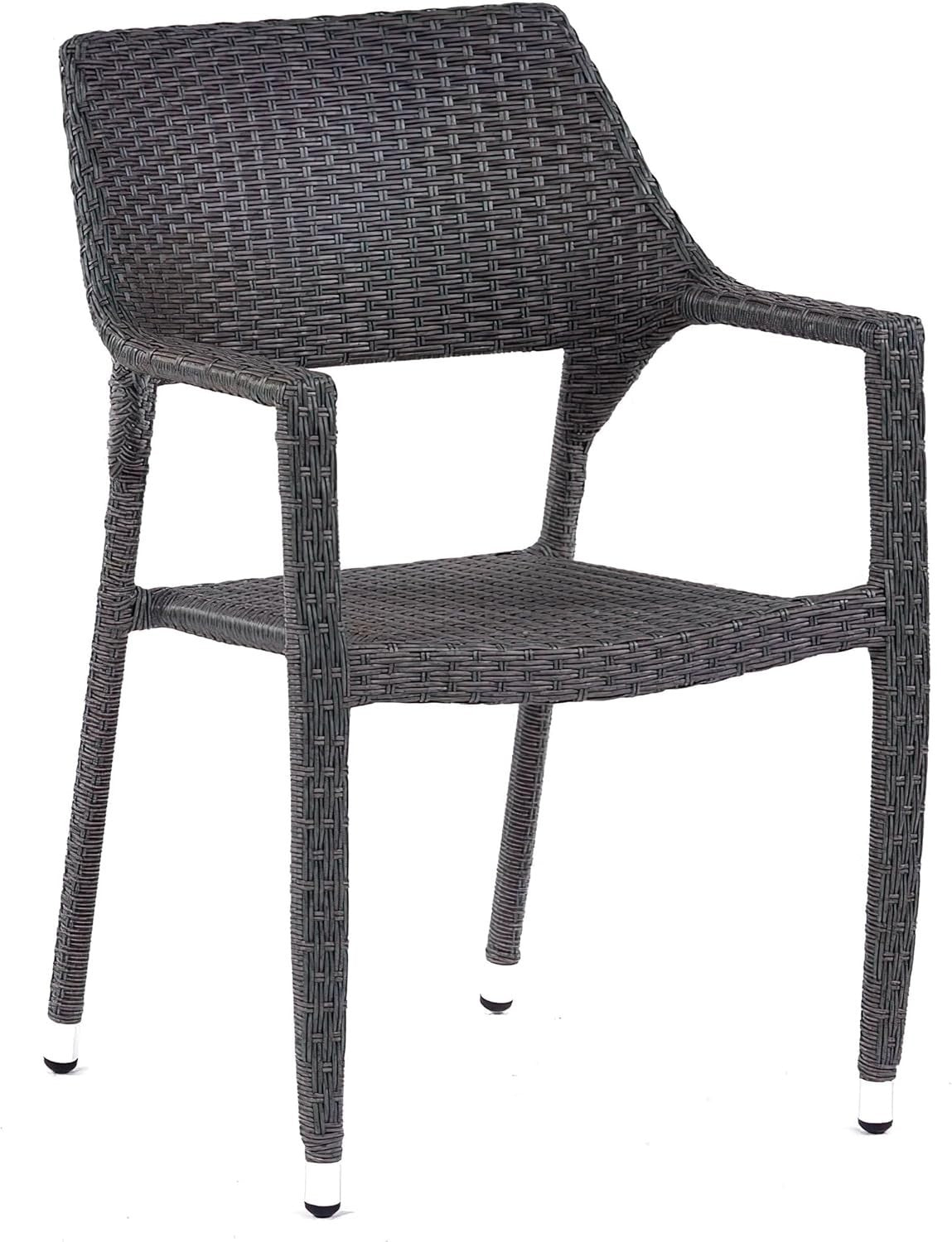 Set of 4 Rattan Garden Armchairs Stackable Outdoor Patio Dining Chairs