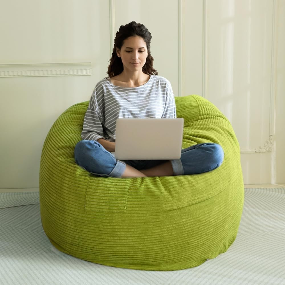 Convertible Bean Bag Sofa Bed Double Chair Lounger Corduroy Green