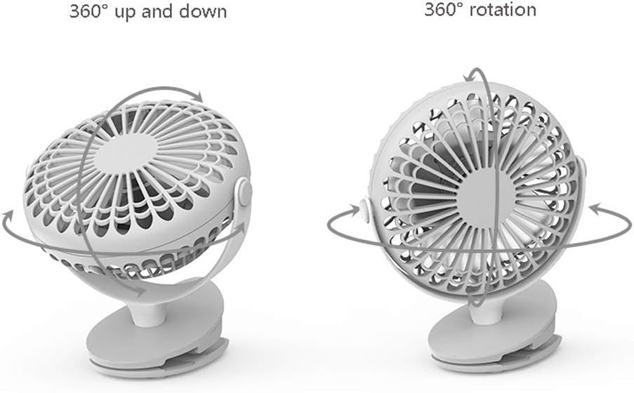Mini USB Clip Fan 360° Rotating 3-Speed Quiet Table Desk Fan Rechargeable Pink