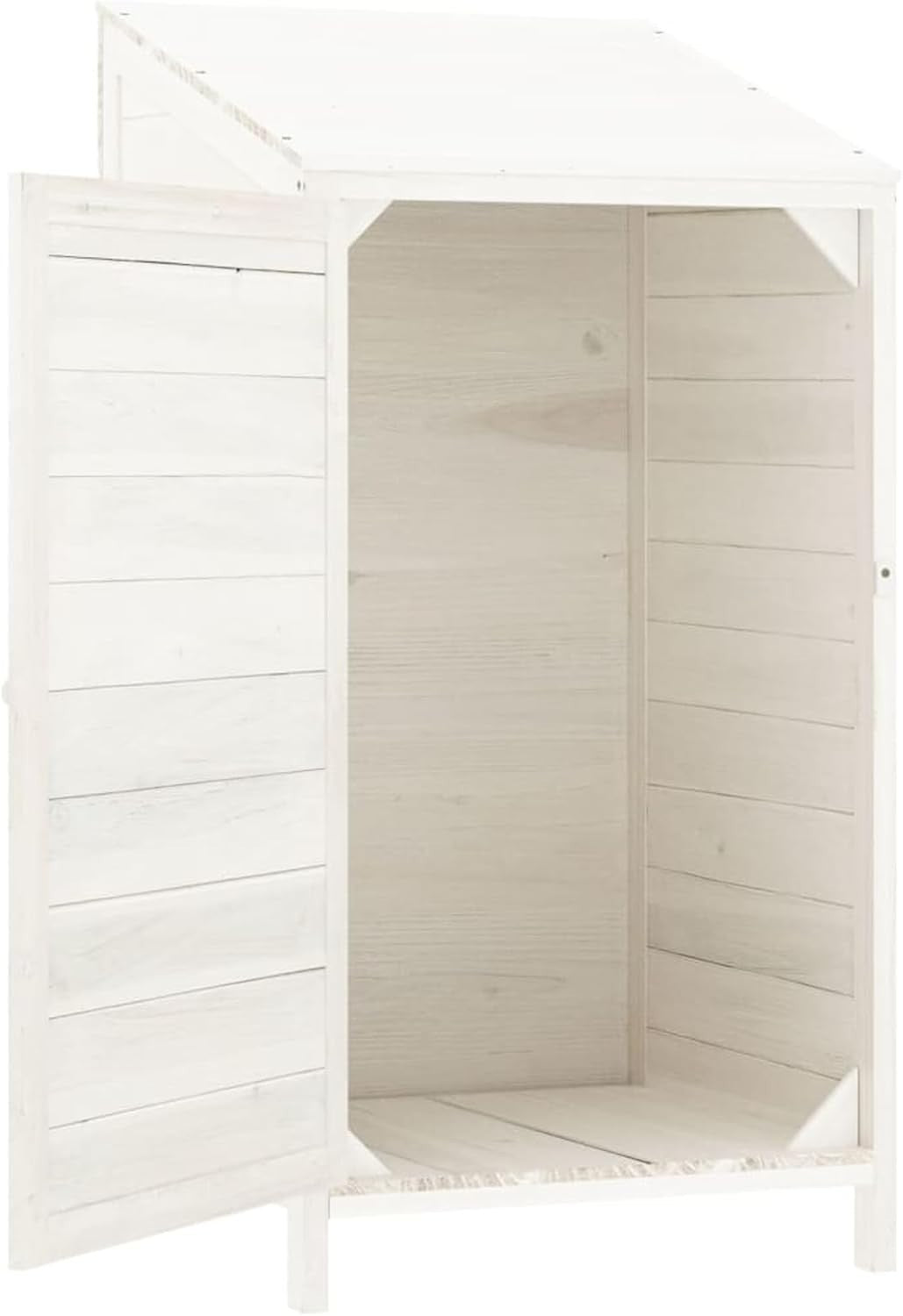 Outdoor Wooden Garden Shed 55x52x112cm White Storage Box Weather-Resistant