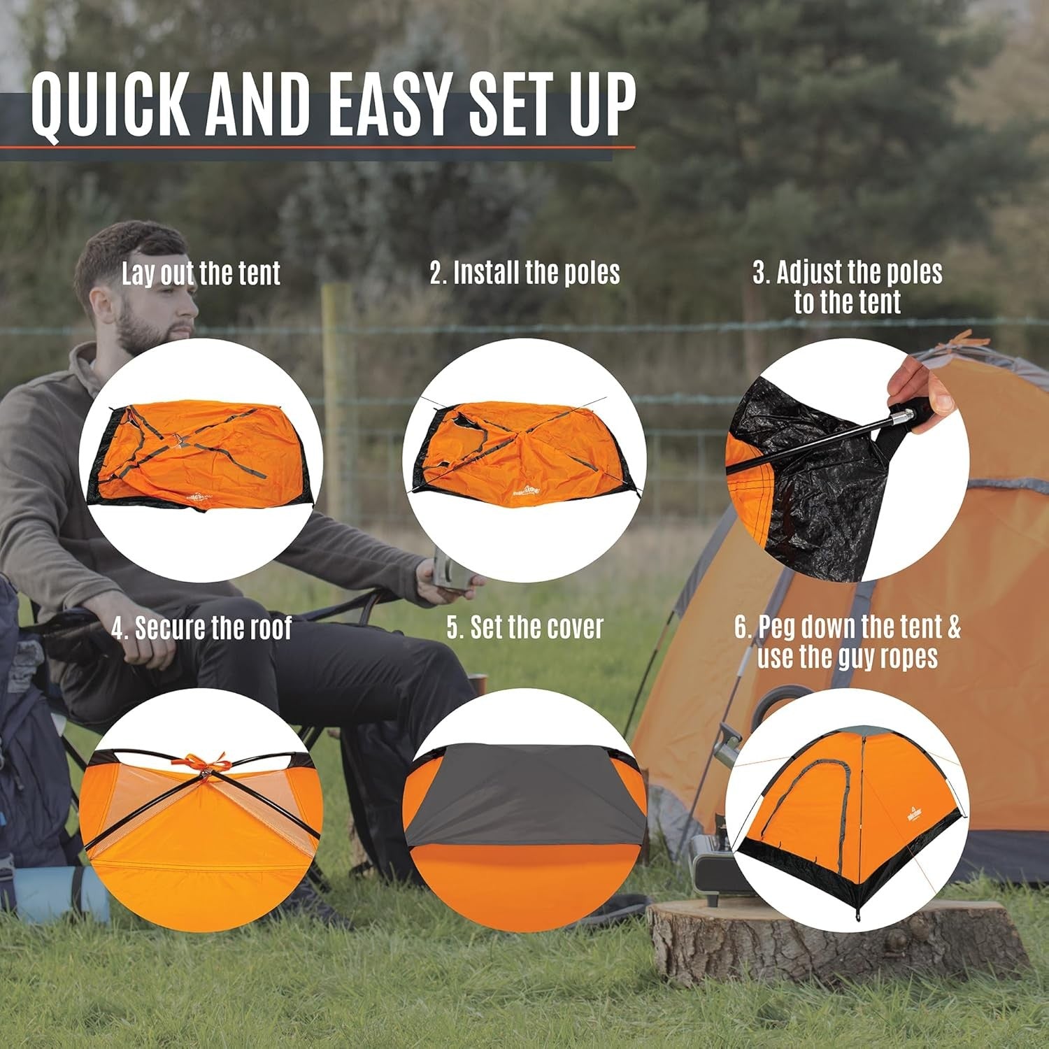 1 Person Camping Tent Waterproof Lightweight Festival Dome