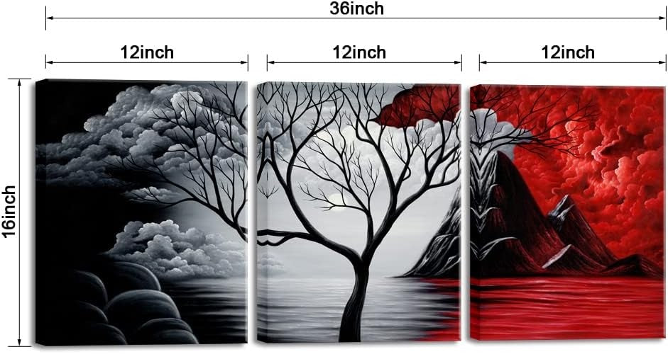 Large Abstract Tree Canvas Wall Art 3 Panel Modern Framed Prints 30x40cm