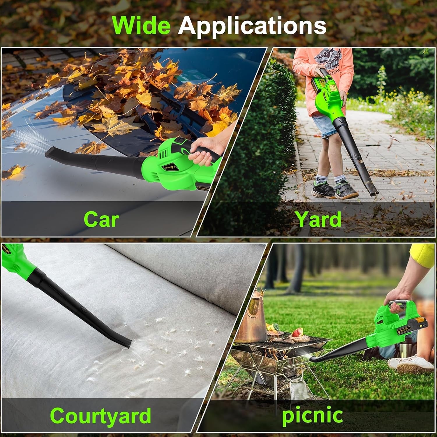 Cordless Leaf Blower 20V Battery Powered Lightweight Electric Garden Sweeper