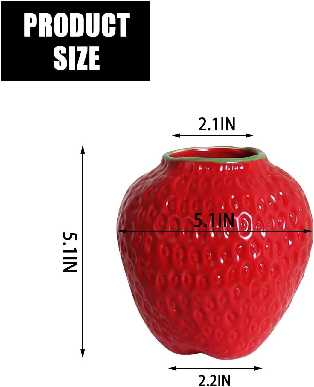 Strawberry Ceramic Flower Vase Mini Red Cute Fruit Decorative Home Décor